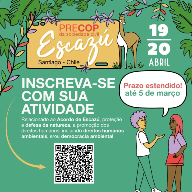 Chamada aberta: Candidate-se a uma atividade para o PreCOP do Acordo Escazú 2024: Participe do Diálogo Regional para o Meio Ambiente!